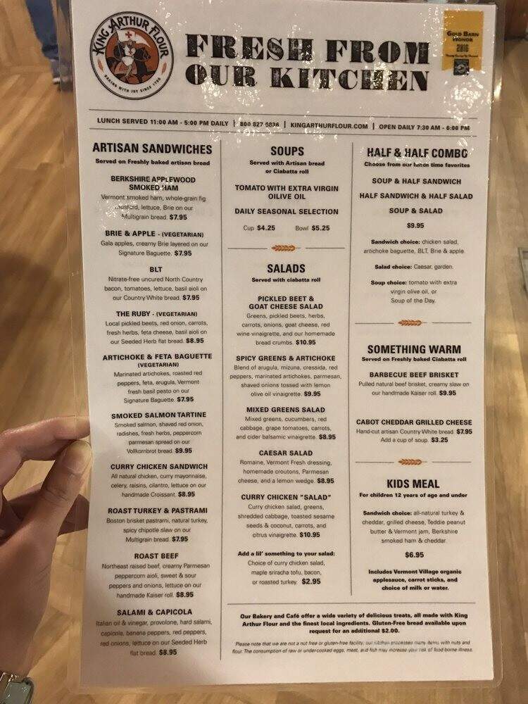 The Baker's Store and Cafe: King Arthur Flour - Norwich, VT menu_pic