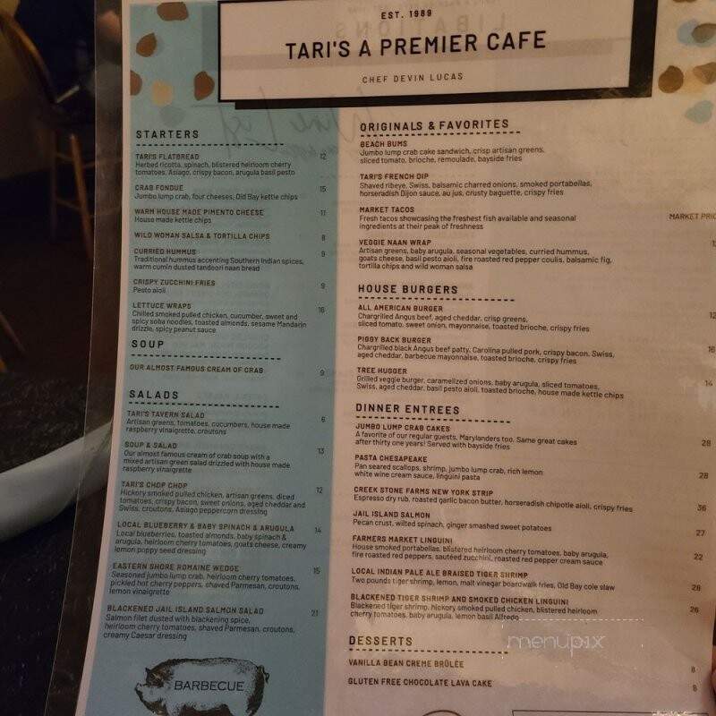 Tari's Cafe - Berkeley Springs, WV menu_pic