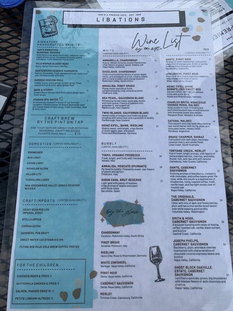 Tari's Cafe - Berkeley Springs, WV menu_pic