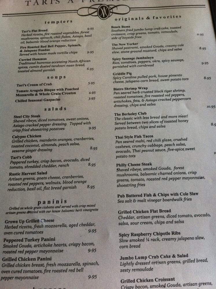 Tari's Cafe - Berkeley Springs, WV menu_pic