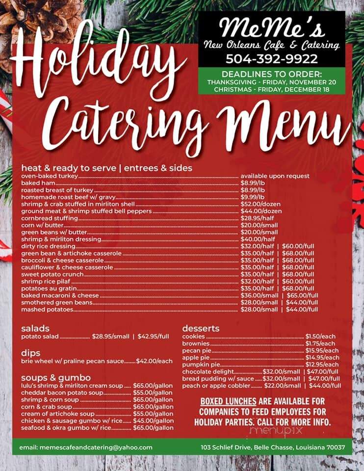 Meme's New Orleans Cafe - Belle Chasse, LA menu_pic