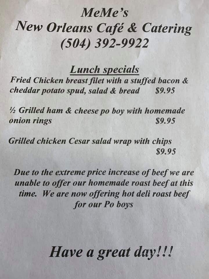 Meme's New Orleans Cafe - Belle Chasse, LA menu_pic