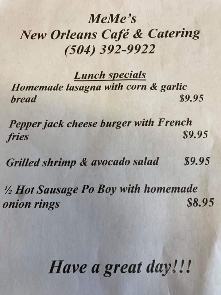 Meme's New Orleans Cafe - Belle Chasse, LA menu_pic