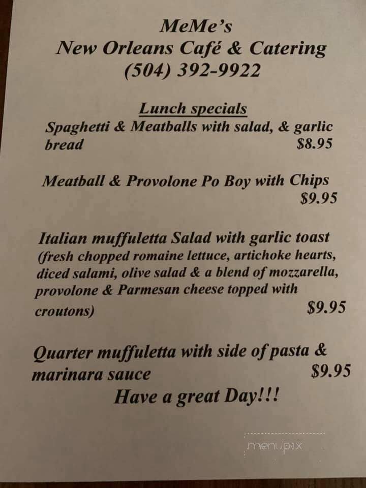 Meme's New Orleans Cafe - Belle Chasse, LA menu_pic