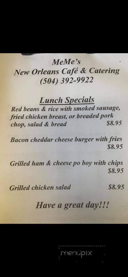 Meme's New Orleans Cafe - Belle Chasse, LA menu_pic