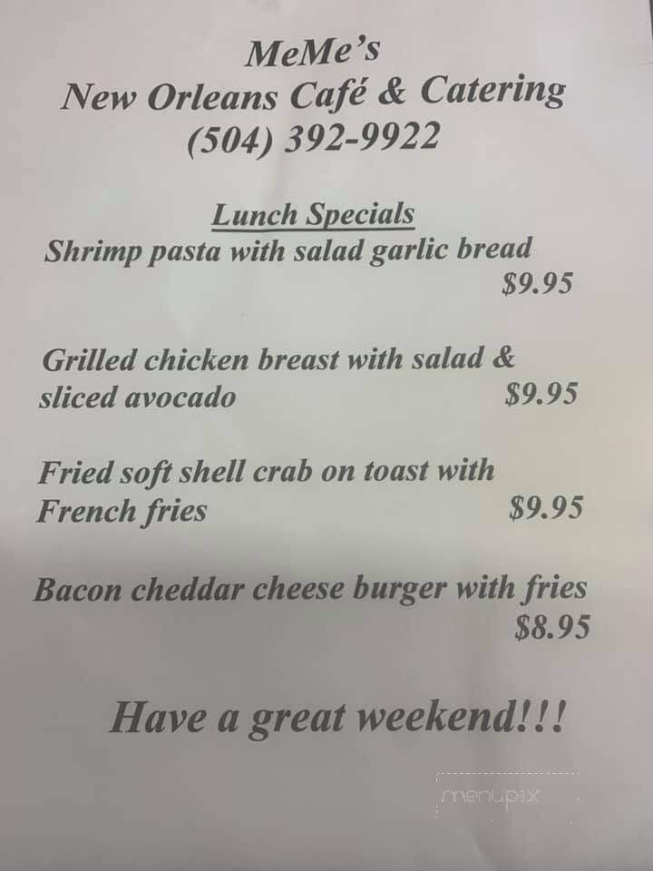 Meme's New Orleans Cafe - Belle Chasse, LA menu_pic