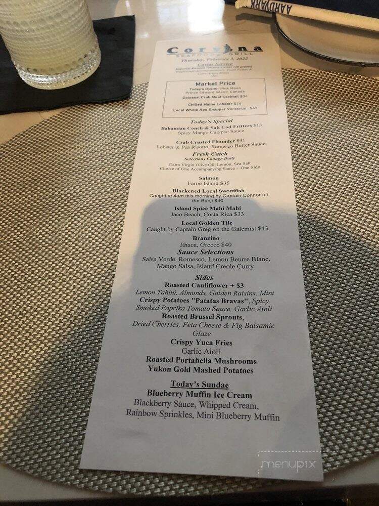 Corvina Seafood Grill - Boca Raton, FL menu_pic