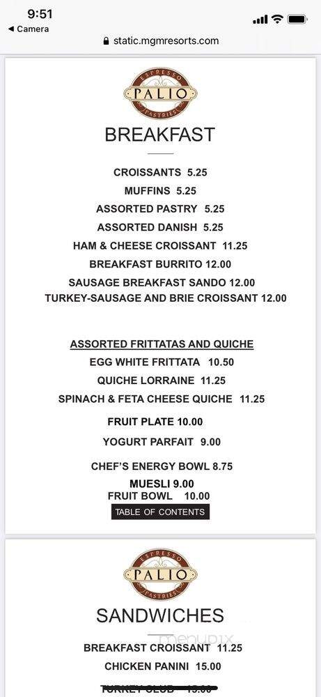 Palio - Las Vegas, NV menu_pic