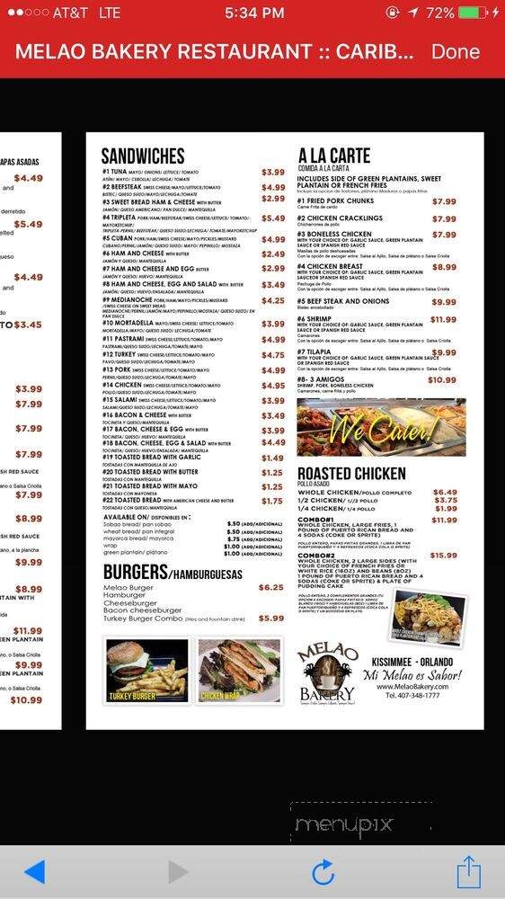 Melao Bakery - Kissimmee, FL menu_pic
