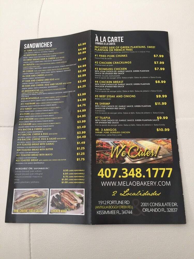 Melao Bakery - Kissimmee, FL menu_pic