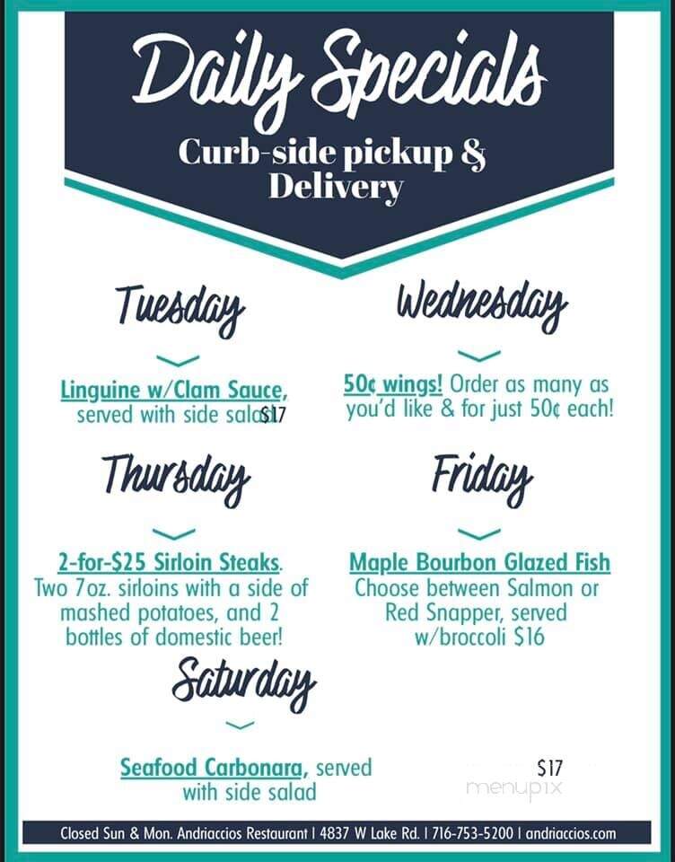 Andriaccio's Family Restaurant - Mayville, NY menu_pic