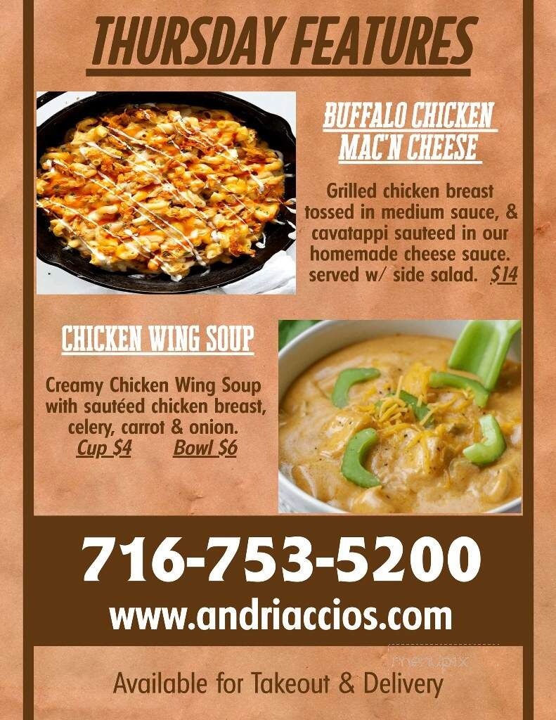 Andriaccio's Family Restaurant - Mayville, NY menu_pic