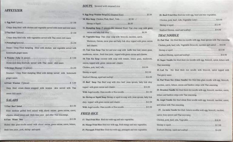 Thai Garden - Georgetown, KY menu_pic