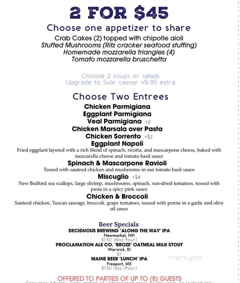 Pat's Italian Restaurant - Johnston, RI menu_pic