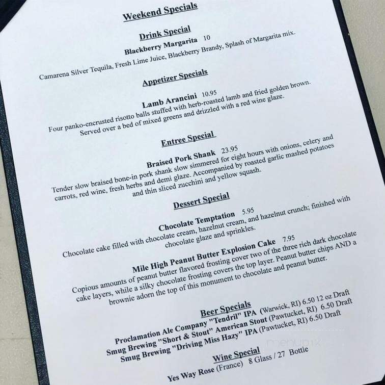 Pat's Italian Restaurant - Johnston, RI menu_pic