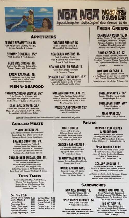 Noa Noa - Warsaw, IN menu_pic