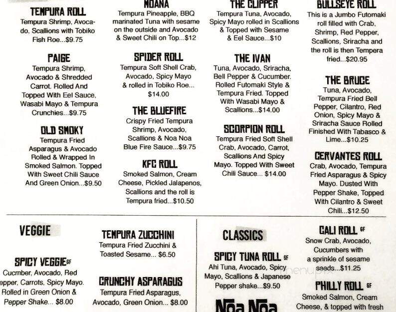 Noa Noa - Warsaw, IN menu_pic