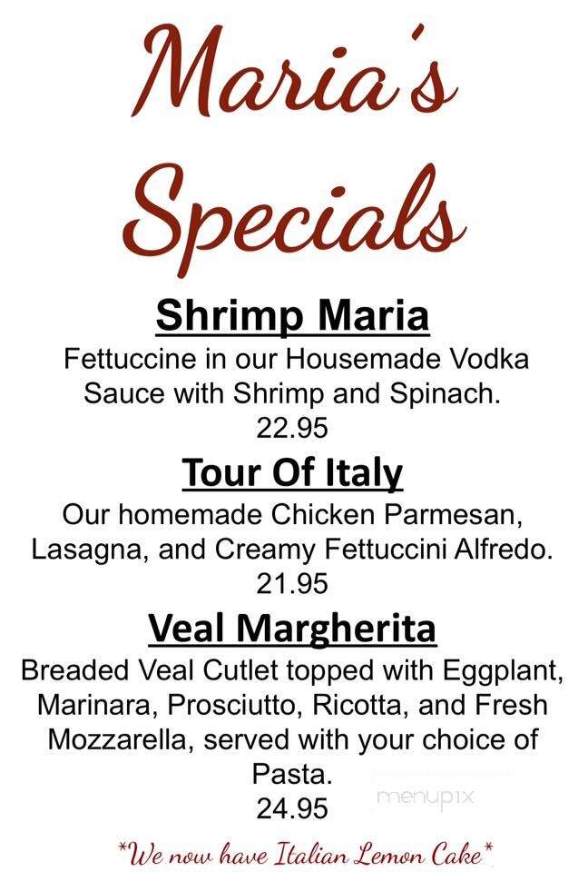 Maria's Italian Restaurant - Cape Coral, FL menu_pic