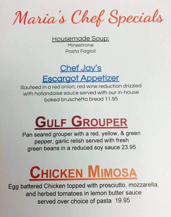 Maria's Italian Restaurant - Cape Coral, FL menu_pic