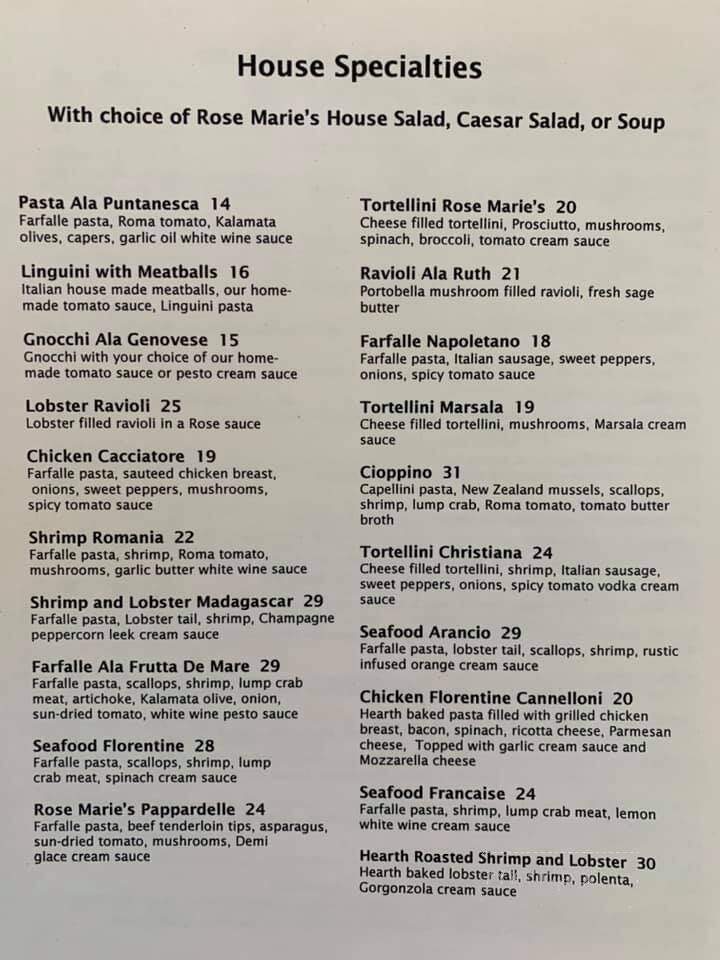 Rose Marie's Restaurant - Bloomsburg, PA menu_pic