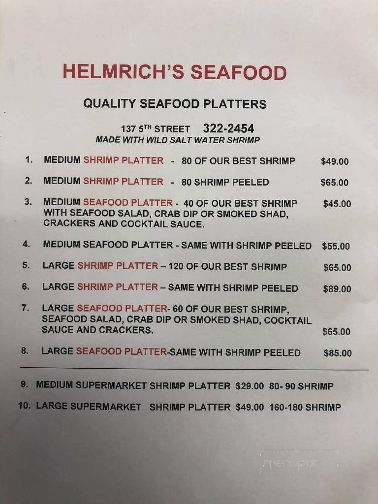 Helmrich's Seafood - Williamsport, PA menu_pic