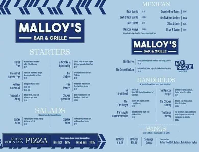 Malloy's Bar & Grille - Littleton, CO menu_pic