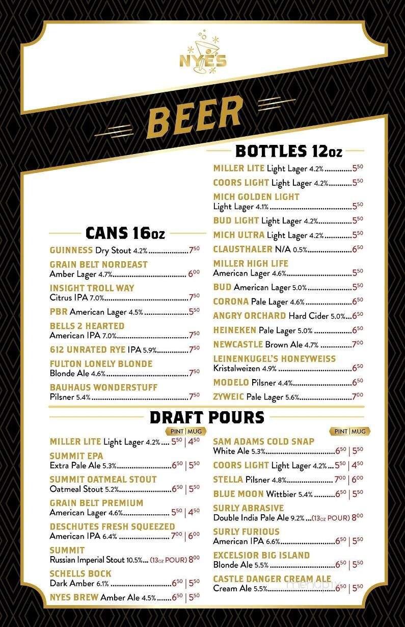 Nye's Polonaise Room - Minneapolis, MN menu_pic