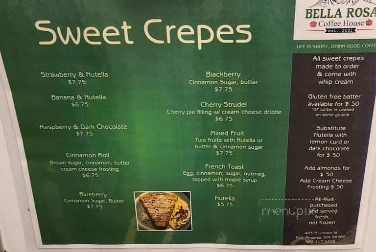 Bella Rosa Coffee House - Port Angeles, WA menu_pic