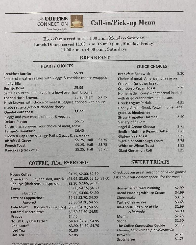 The Coffee Connection - Knoxville, IA menu_pic