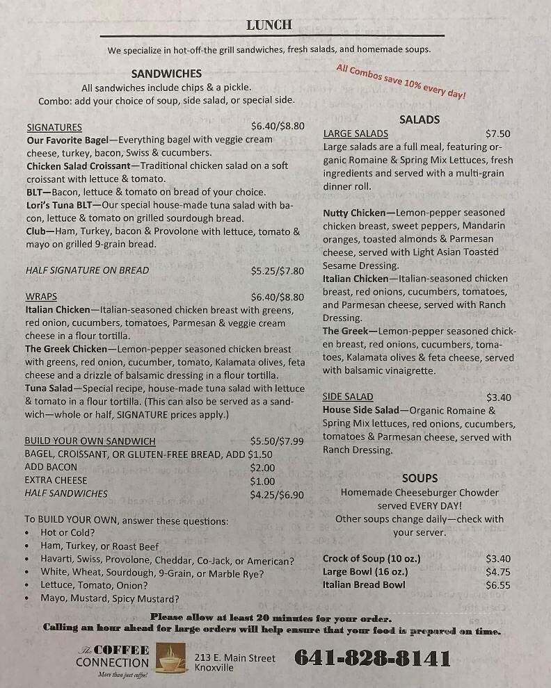 The Coffee Connection - Knoxville, IA menu_pic