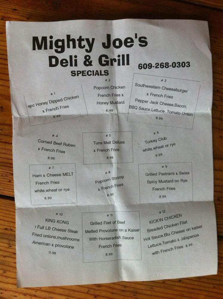 Mighty Joe's Gas Grill & Deli - Shamong, NJ menu_pic