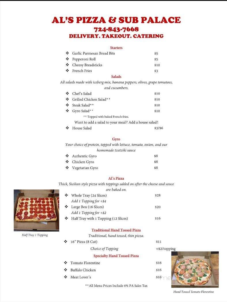Al's Pizza - Beaver Falls, PA menu_pic