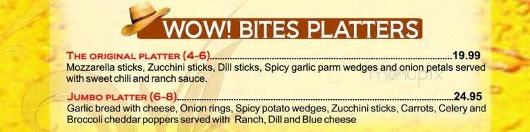 Wow! Wing House - Markham, ON menu_pic