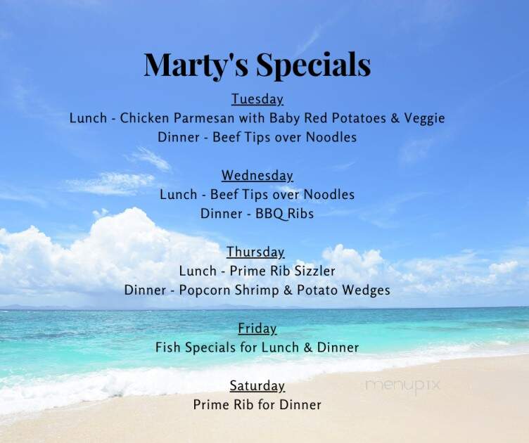 Marty's Steakhouse - Reedsburg, WI menu_pic