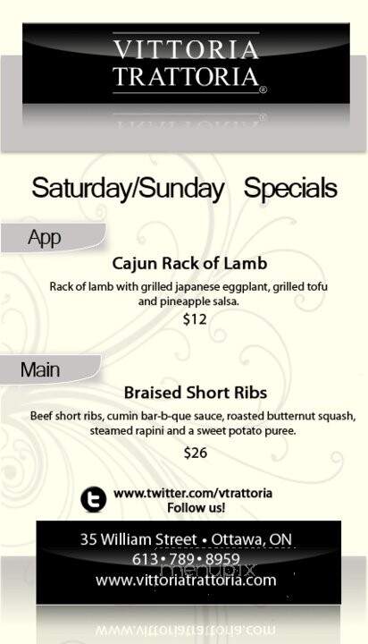 Vittoria Trattoria - Ottawa, ON menu_pic