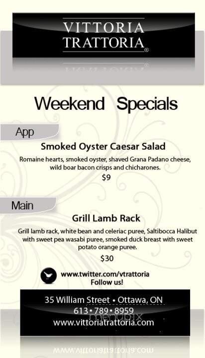 Vittoria Trattoria - Ottawa, ON menu_pic
