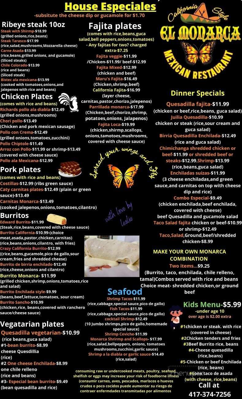 El Monarca - Nixa, MO menu_pic