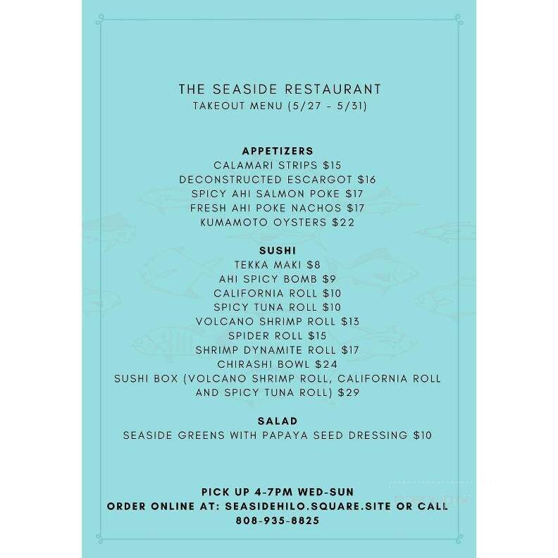 Seaside Restaurant - Hilo, HI menu_pic