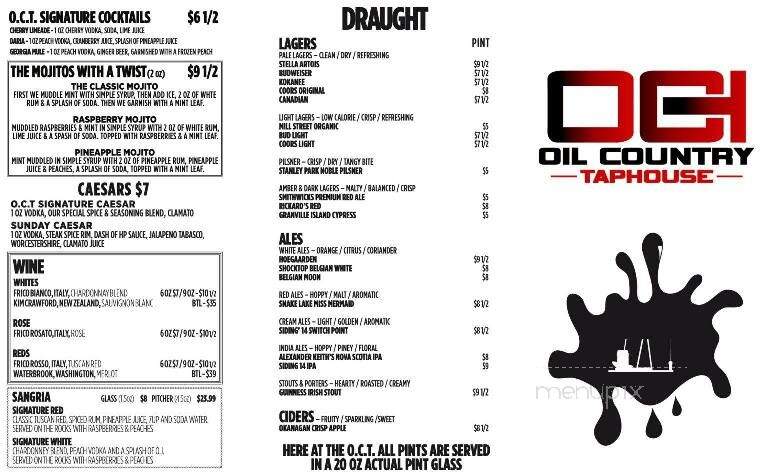 Oil Country Taphouse - Drayton Valley, AB menu_pic