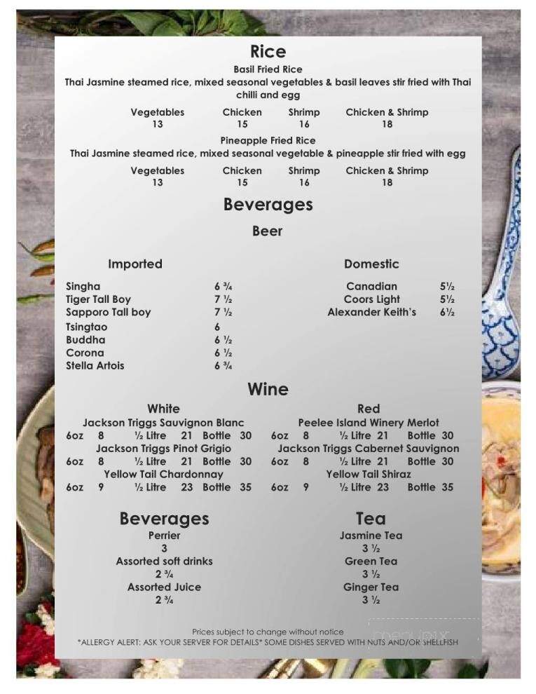 Bualai Taste of Thai - Port Hope, ON menu_pic