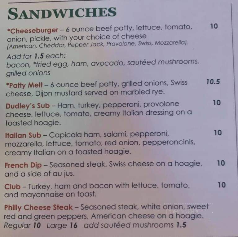 Dudley's Sports Bar and Grill - Wichita, KS menu_pic