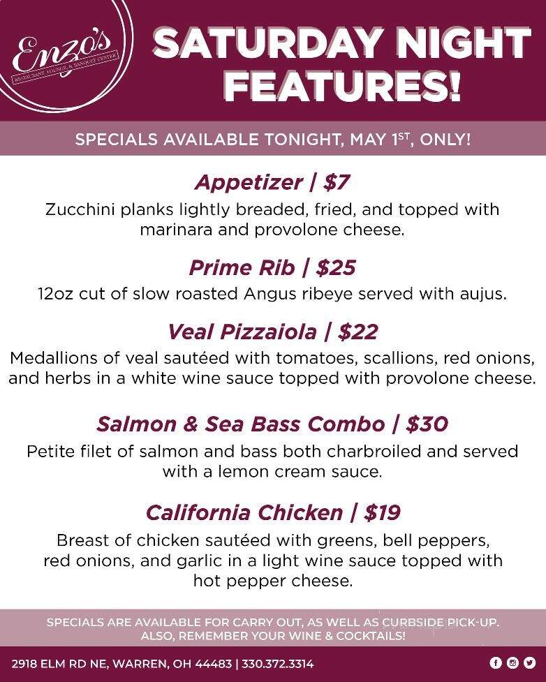 Enzo's Restaurant - Warren, OH menu_pic