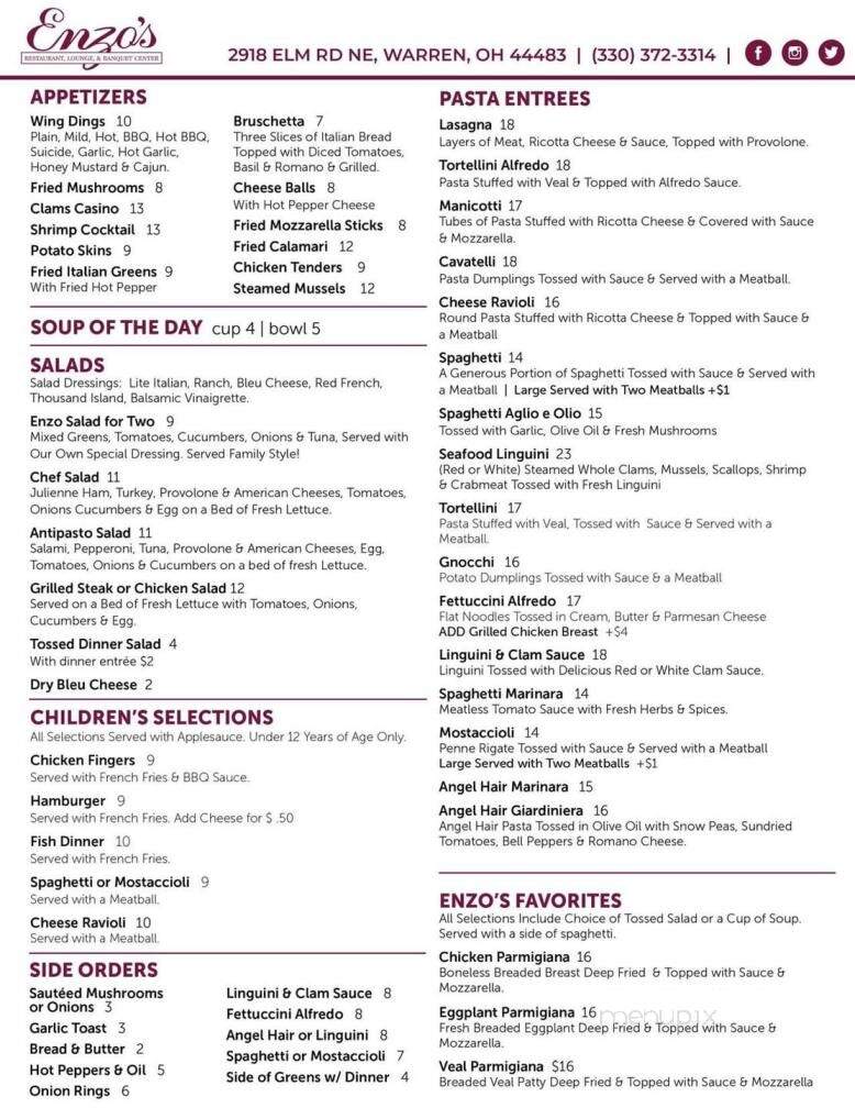 Enzo's Restaurant - Warren, OH menu_pic