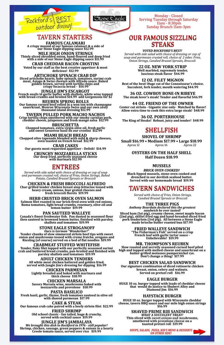 Stone Eagle Tavern - Rockford, IL menu_pic