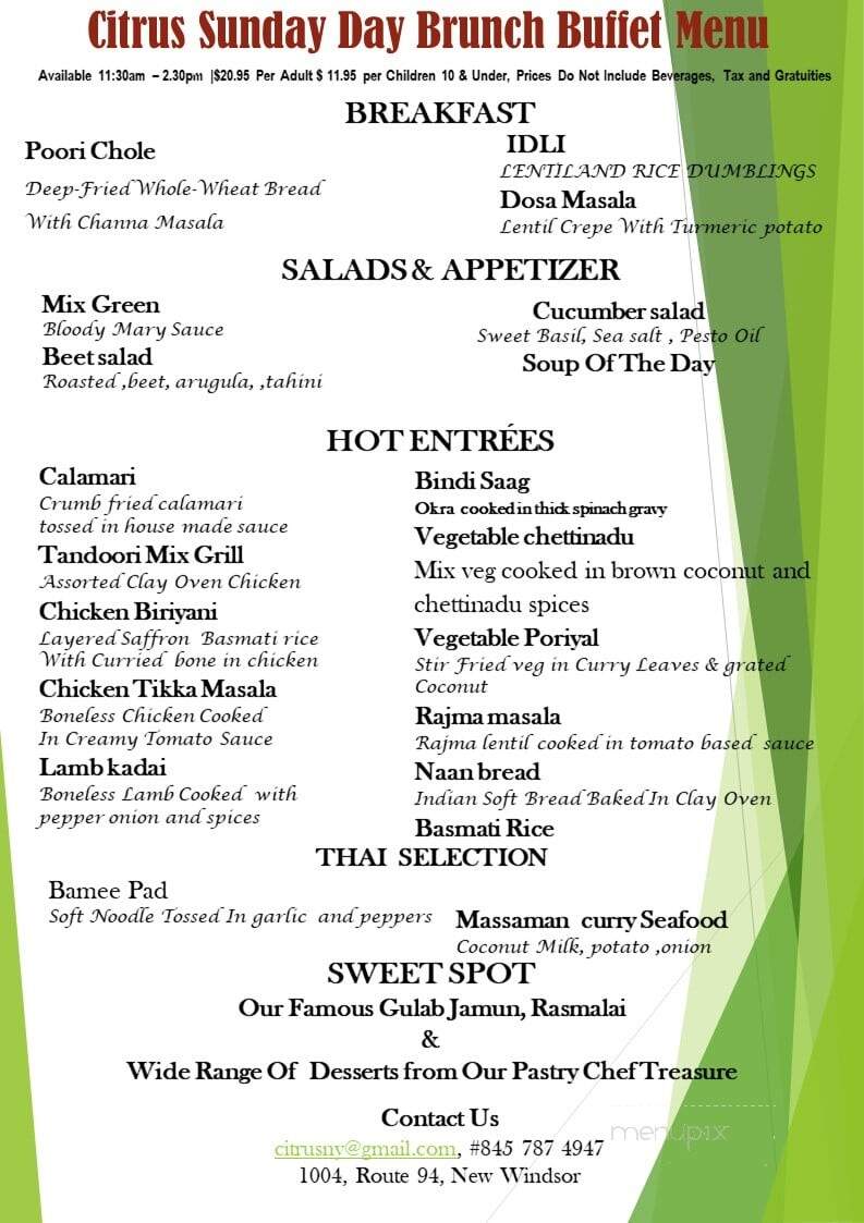 Citrus Restaurant - New Windsor, NY menu_pic