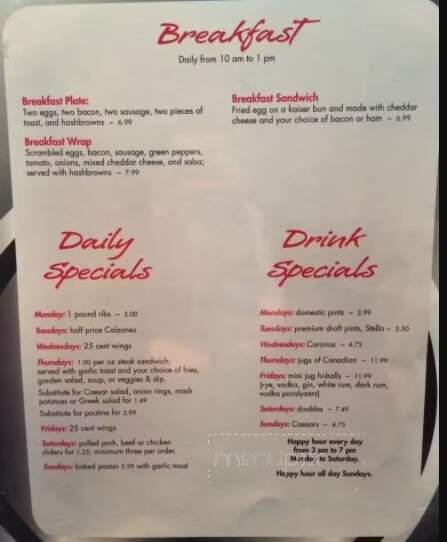 Silver Point Pub & Eatery - Calgary, AB menu_pic