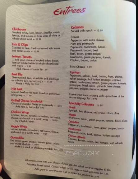 Silver Point Pub & Eatery - Calgary, AB menu_pic