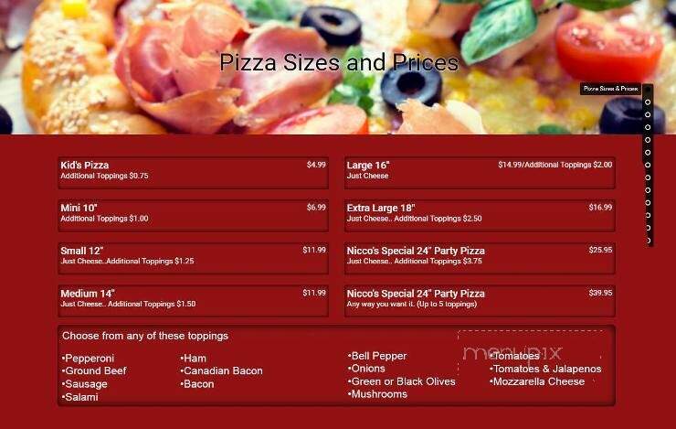 Original Nicco's Pizza Italian Restaurant - Pahrump, NV menu_pic