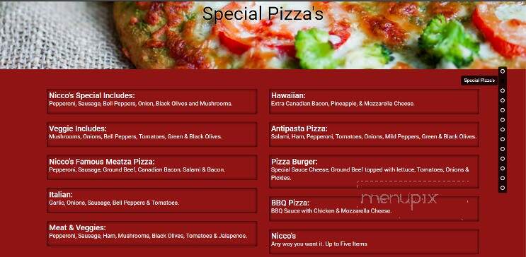 Original Nicco's Pizza Italian Restaurant - Pahrump, NV menu_pic