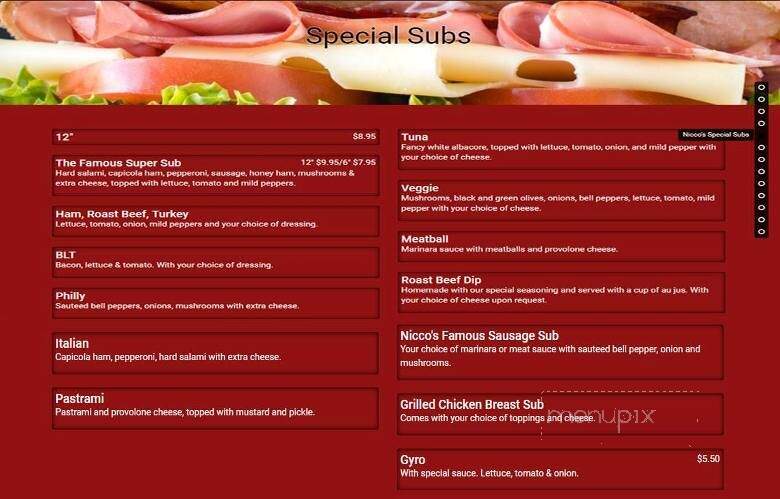 Original Nicco's Pizza Italian Restaurant - Pahrump, NV menu_pic